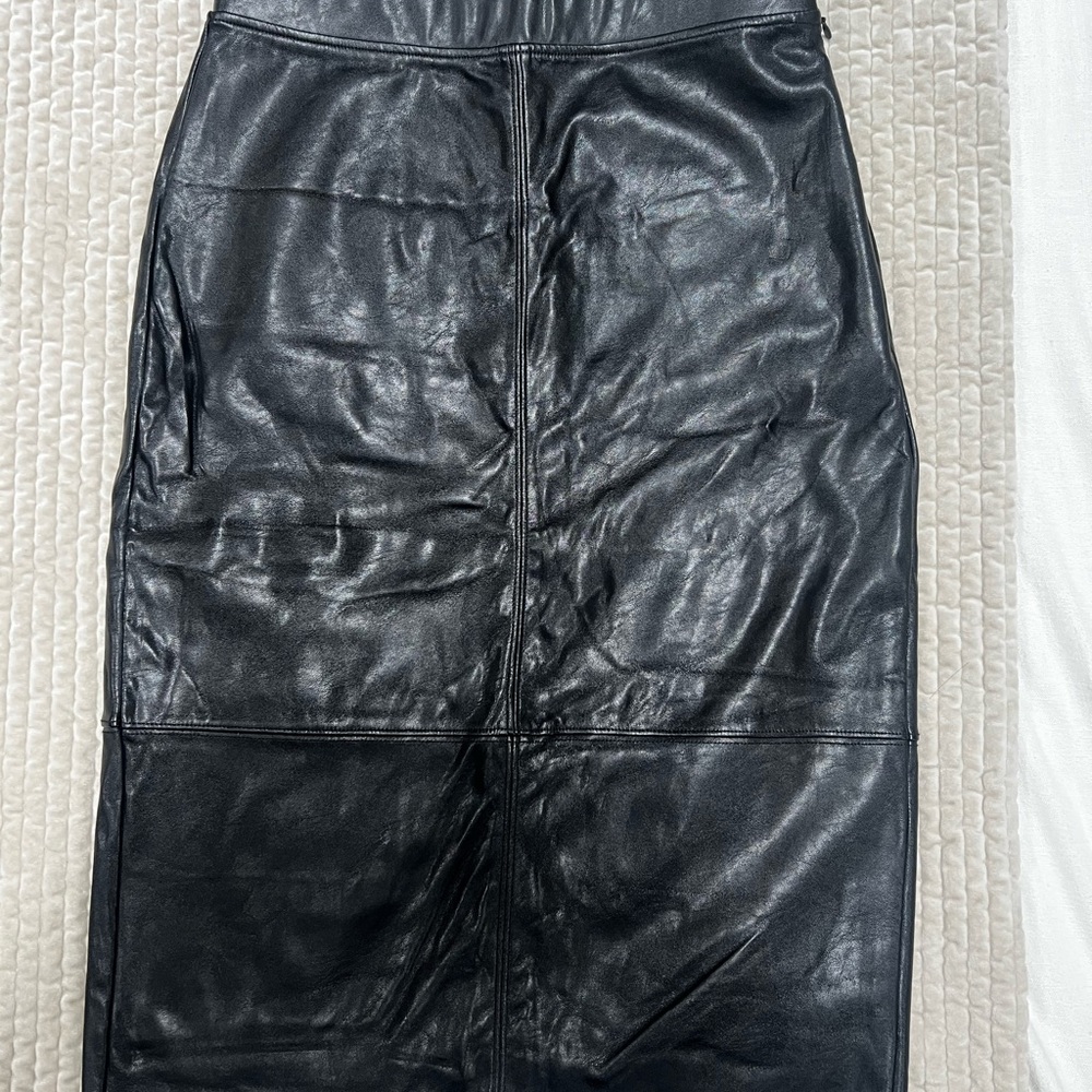 Black Faux Leather Pencil Skirt - Women